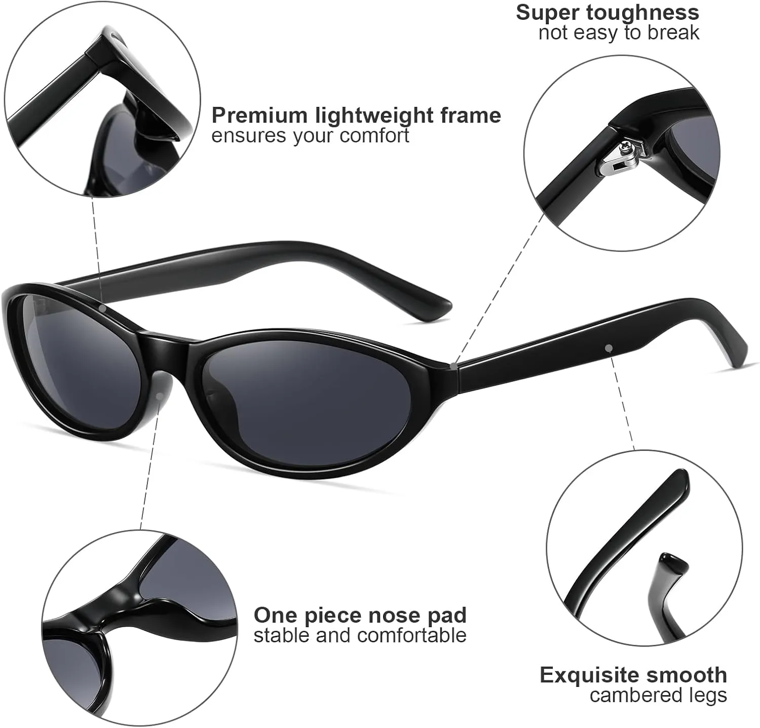 Oval Retro Futurism Sunglasses for Women Men Classic Vintage Cat Eye Sunglasses Womens Lightweight Trendy Shades