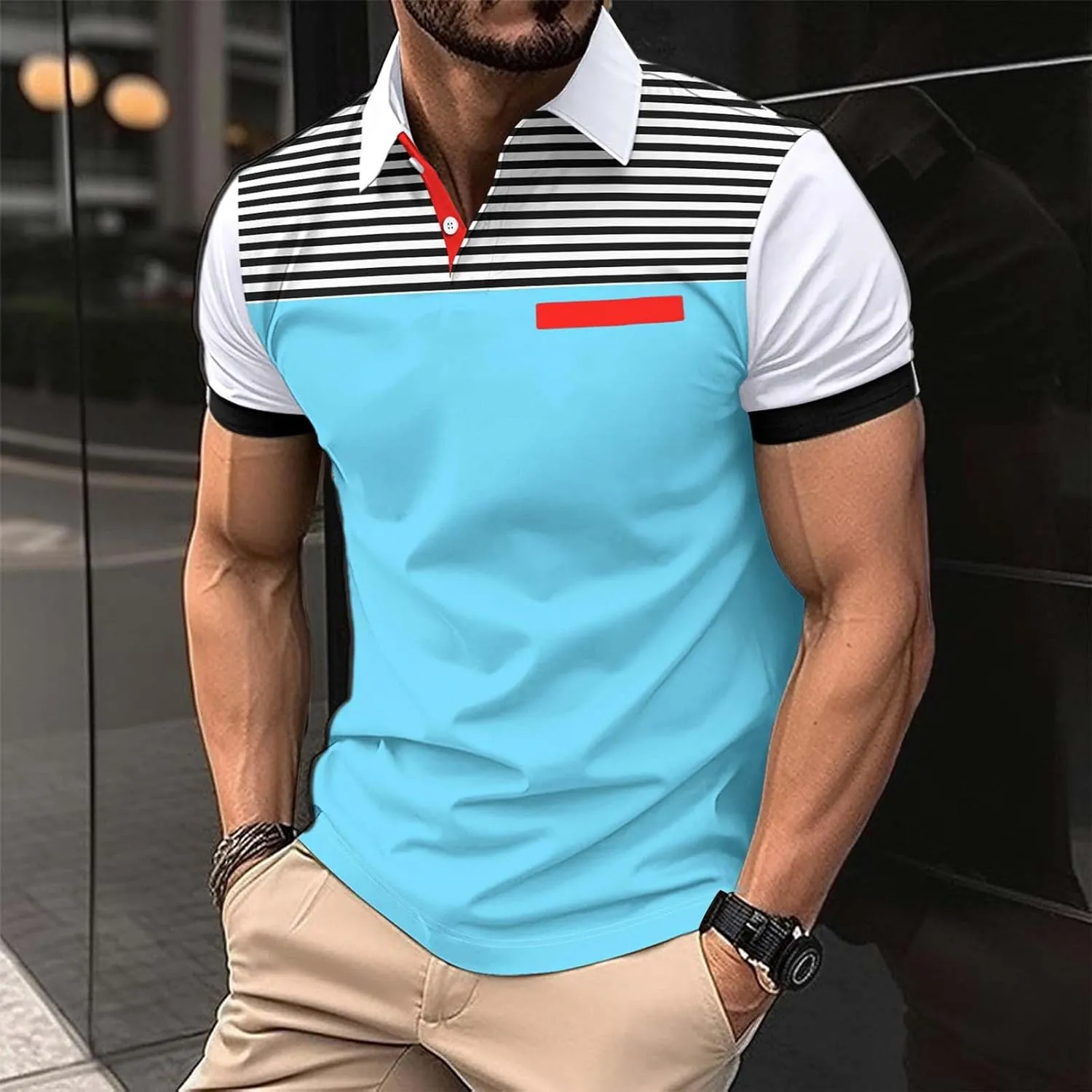 Pique Polo Shirts for Men Performance Short Sleeve Golf Shirt Quick Dry Moisture Wicking Regular Fit Collared T-Shirts