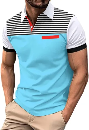 Pique Polo Shirts for Men Performance Short Sleeve Golf Shirt Quick Dry Moisture Wicking Regular Fit Collared T-Shirts