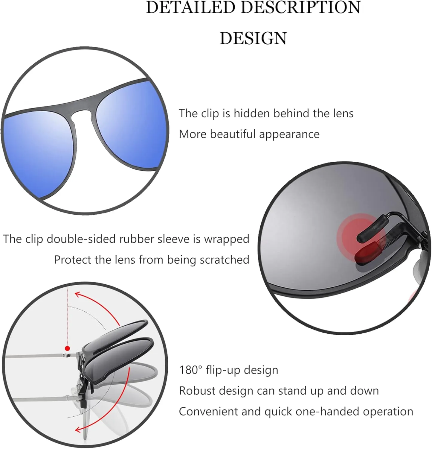 Polarized Clip On Flip Up UV Protection and Anti-Glare Outdoor Sunglasses for Prescription Glasses