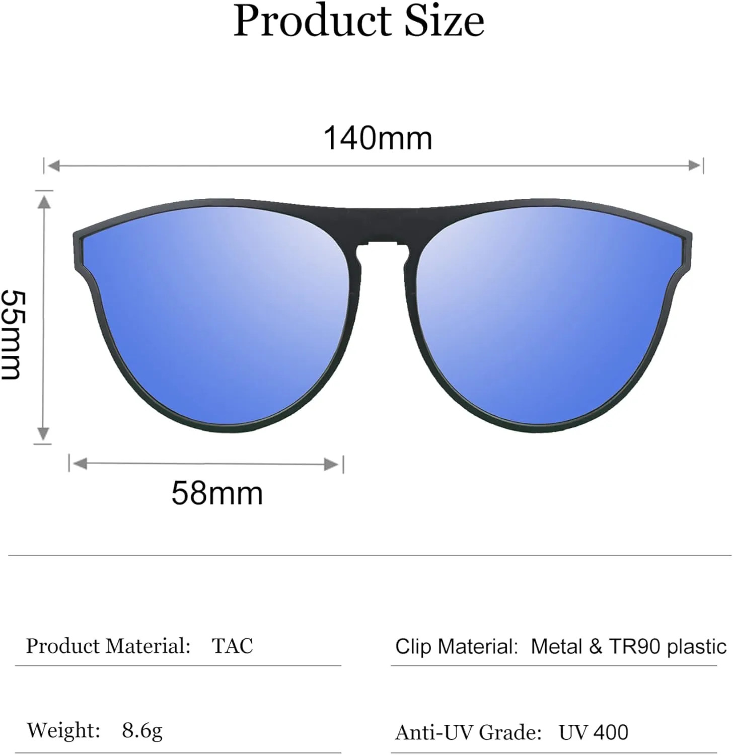 Polarized Clip On Flip Up UV Protection and Anti-Glare Outdoor Sunglasses for Prescription Glasses