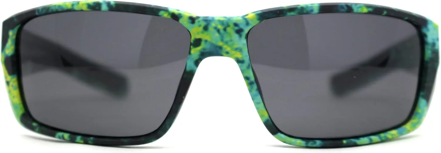 Polarized Xloop Camo Print Wrap Biker Style Sport Plastic Sunglasses