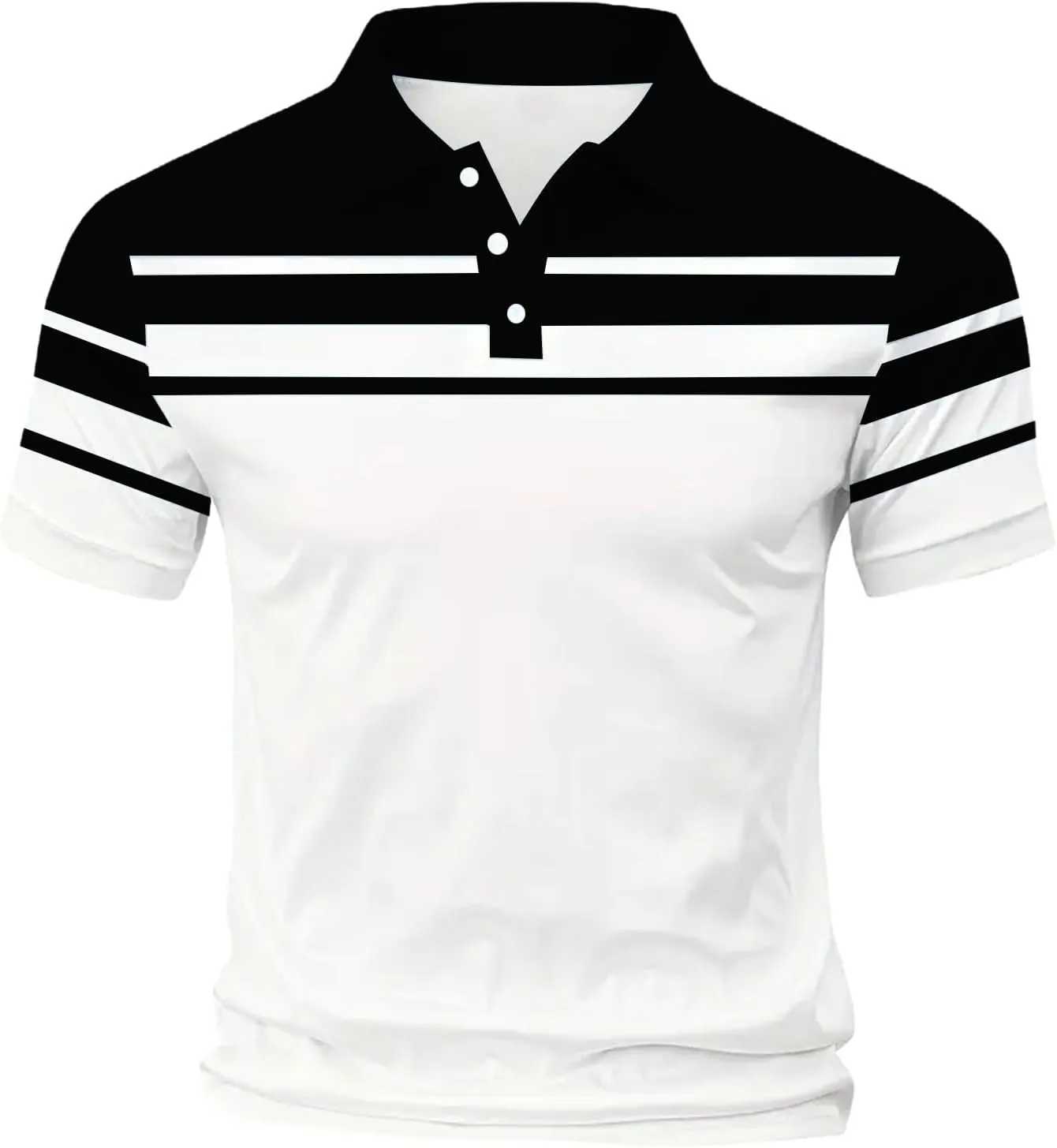 Polo Shirts for Men Moisture Wicking Performance Casual Short Sleeve Golf Shirt Stylish Striped Smart Formal T-Shirts