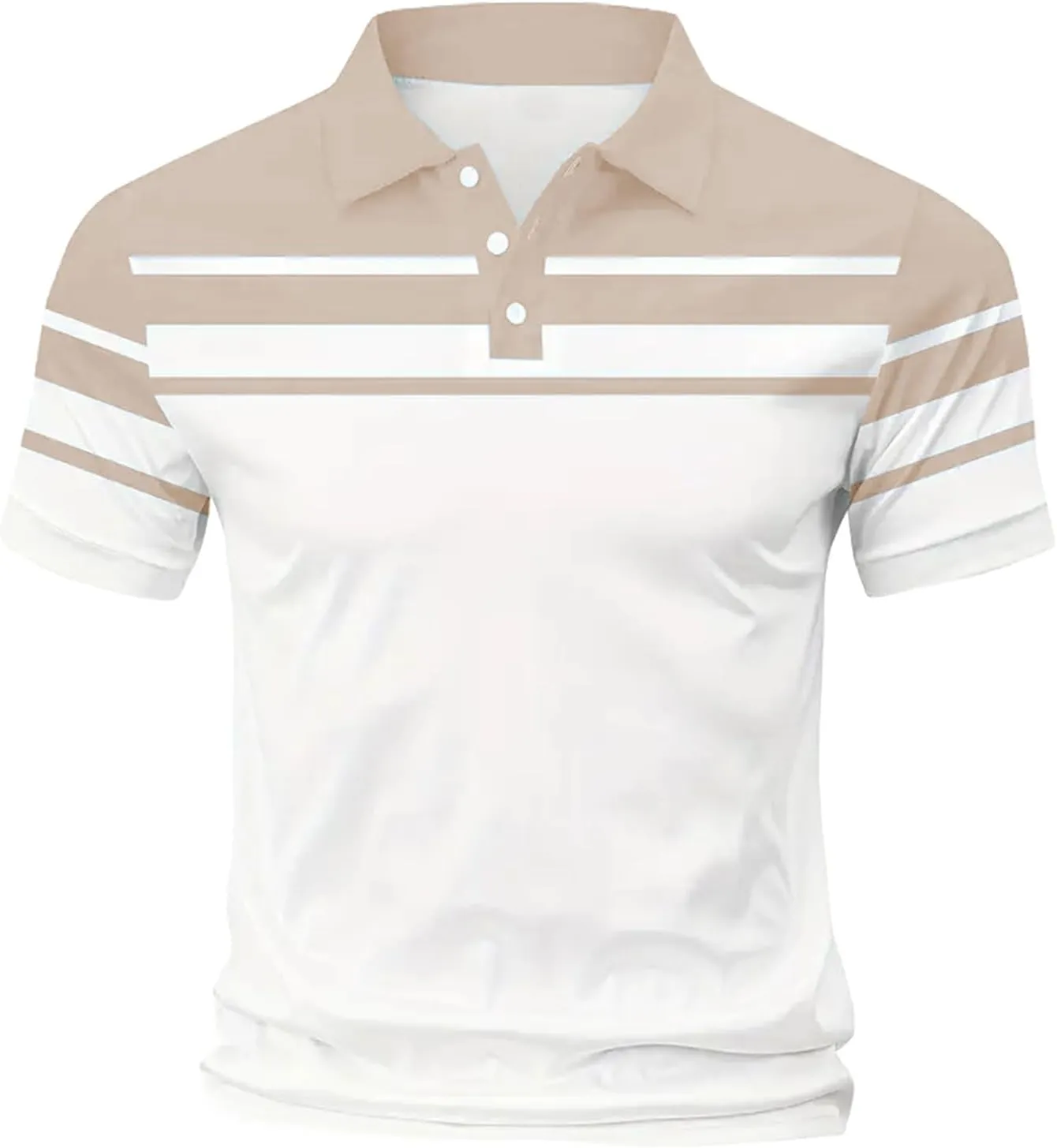 Polo Shirts for Men Moisture Wicking Performance Casual Short Sleeve Golf Shirt Stylish Striped Smart Formal T-Shirts