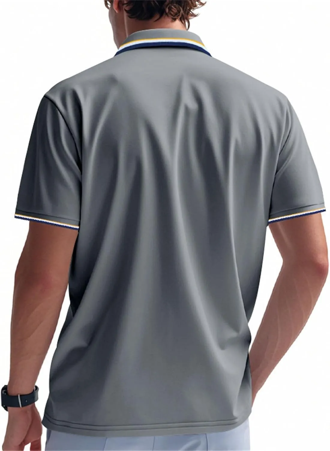 Polo Shirts for Men Trendy Quick Dry Performance Short Sleeve Dress Shirt Sport Moisture Wicking Collared T-Shirts
