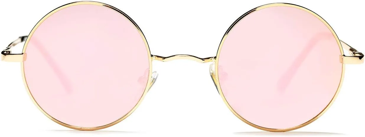 PORADAY Classic Circle Glasses Retro Round Polarized Sunglasses Hippie Style Small Rounded Sun Shades