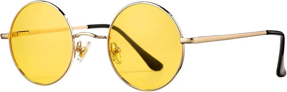 PORADAY Classic Circle Glasses Retro Round Polarized Sunglasses Hippie Style Small Rounded Sun Shades