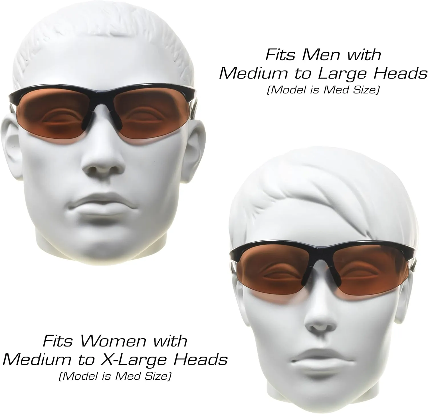 proSPORT Bifocal Reader Sunglass w/Strap Half Rim Sport Night Yellow, High Definition HD, Smoke or Brown Lenses