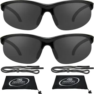 proSPORT Bifocal Reader Sunglass w/Strap Half Rim Sport Night Yellow, High Definition HD, Smoke or Brown Lenses