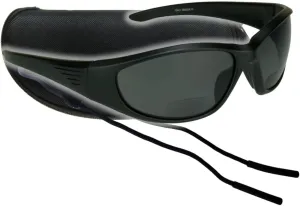 proSPORT Polarized Bifocal Sunglasses Readers Men Women Anti Glare Lenses Full Sport Wrap Frame Fishing Boating Beach Matte Black Smoke  2.00 Zipper Case Sunglass Retainer