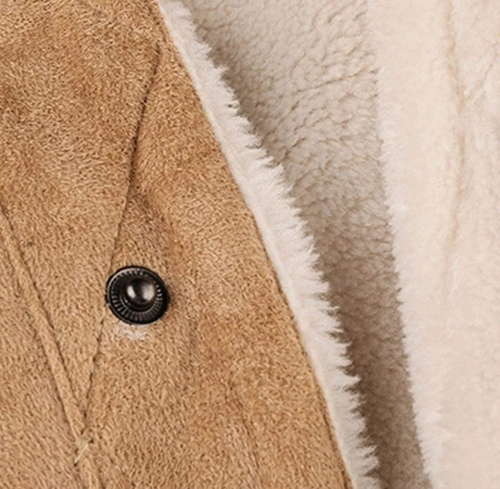 QWENTMTNTY suede jacket men sherpa lined winter slim fit bomber jackets faux fur leather thicken warm trucker coat outerwear