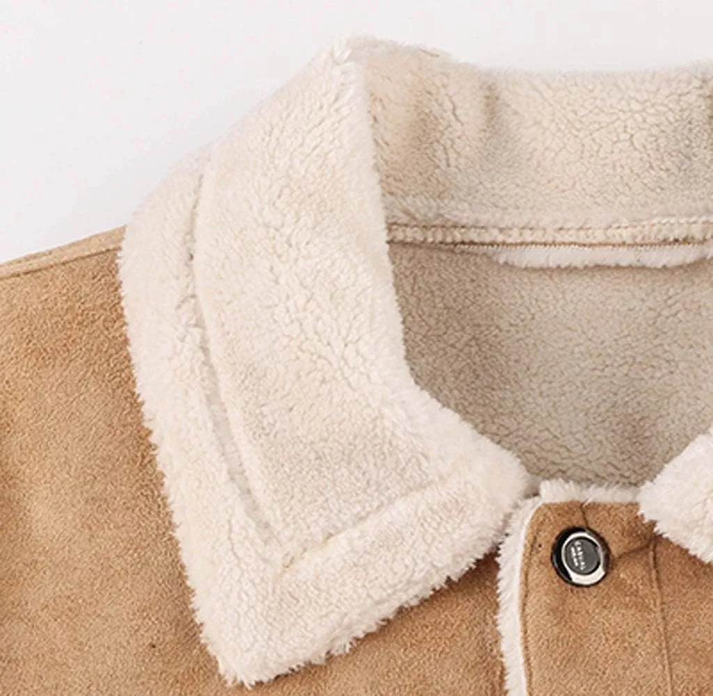 QWENTMTNTY suede jacket men sherpa lined winter slim fit bomber jackets faux fur leather thicken warm trucker coat outerwear