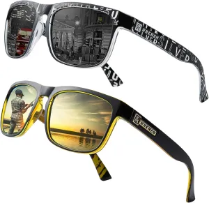 RAKREN Retro Polarized Sunglasses Men Women,Square Sunglasses for Men Driving Sport Shades UV400 Protection