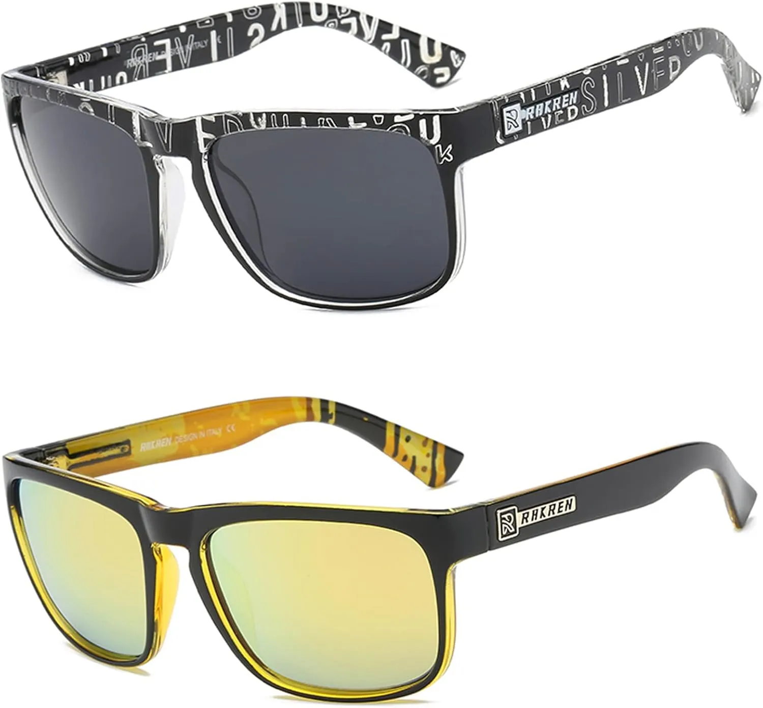 RAKREN Retro Polarized Sunglasses Men Women,Square Sunglasses for Men Driving Sport Shades UV400 Protection