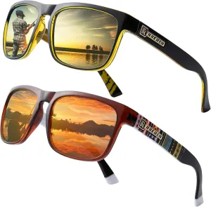 RAKREN Retro Polarized Sunglasses Men Women,Square Sunglasses for Men Driving Sport Shades UV400 Protection