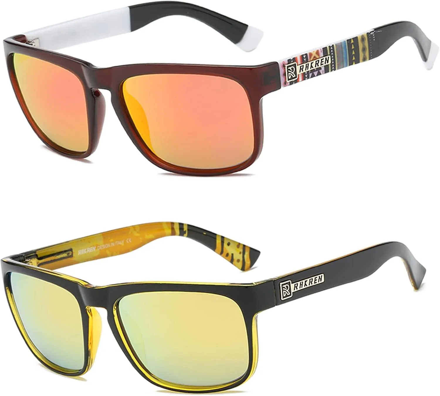 RAKREN Retro Polarized Sunglasses Men Women,Square Sunglasses for Men Driving Sport Shades UV400 Protection