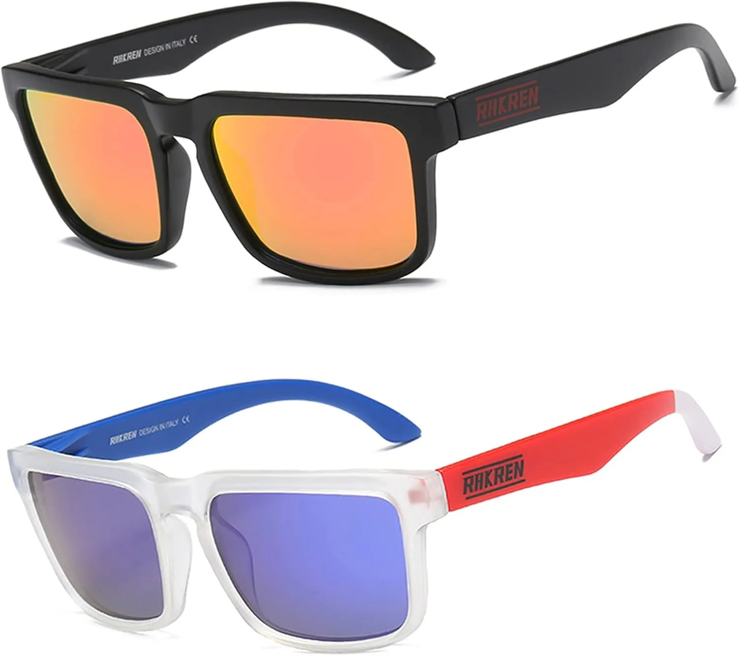 RAKREN Retro Polarized Sunglasses Men Women,Square Sunglasses for Men Driving Sport Shades UV400 Protection