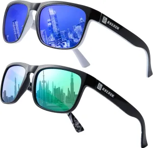 RAKREN Retro Polarized Sunglasses Men Women,Square Sunglasses for Men Driving Sport Shades UV400 Protection