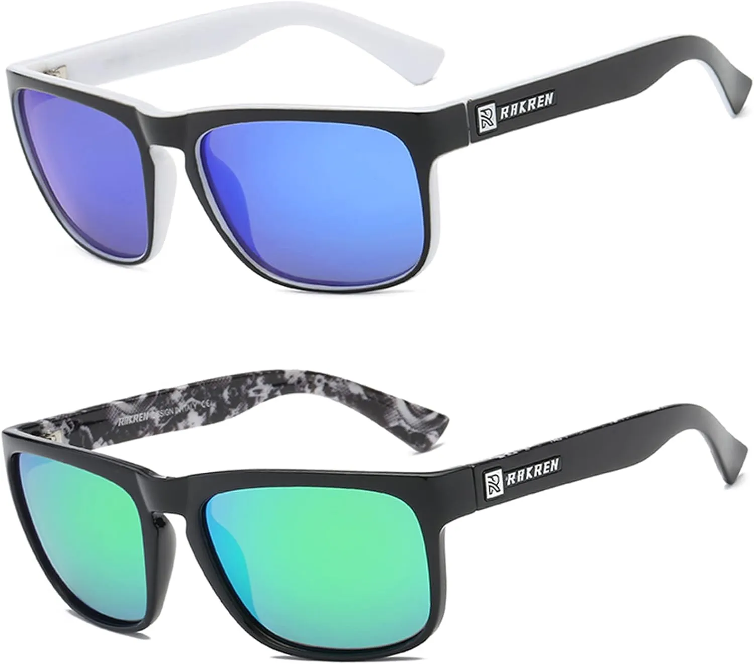 RAKREN Retro Polarized Sunglasses Men Women,Square Sunglasses for Men Driving Sport Shades UV400 Protection