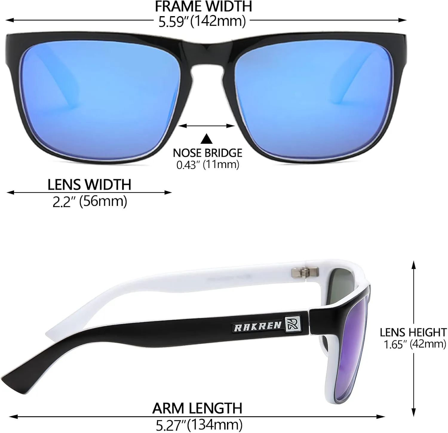 RAKREN Retro Polarized Sunglasses Men Women,Square Sunglasses for Men Driving Sport Shades UV400 Protection