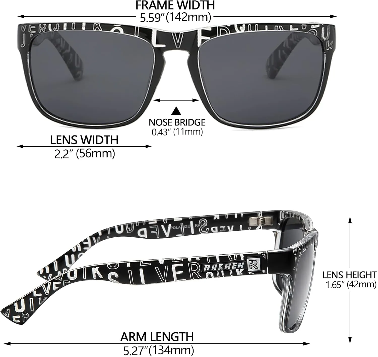 RAKREN Retro Polarized Sunglasses Men Women,Square Sunglasses for Men Driving Sport Shades UV400 Protection