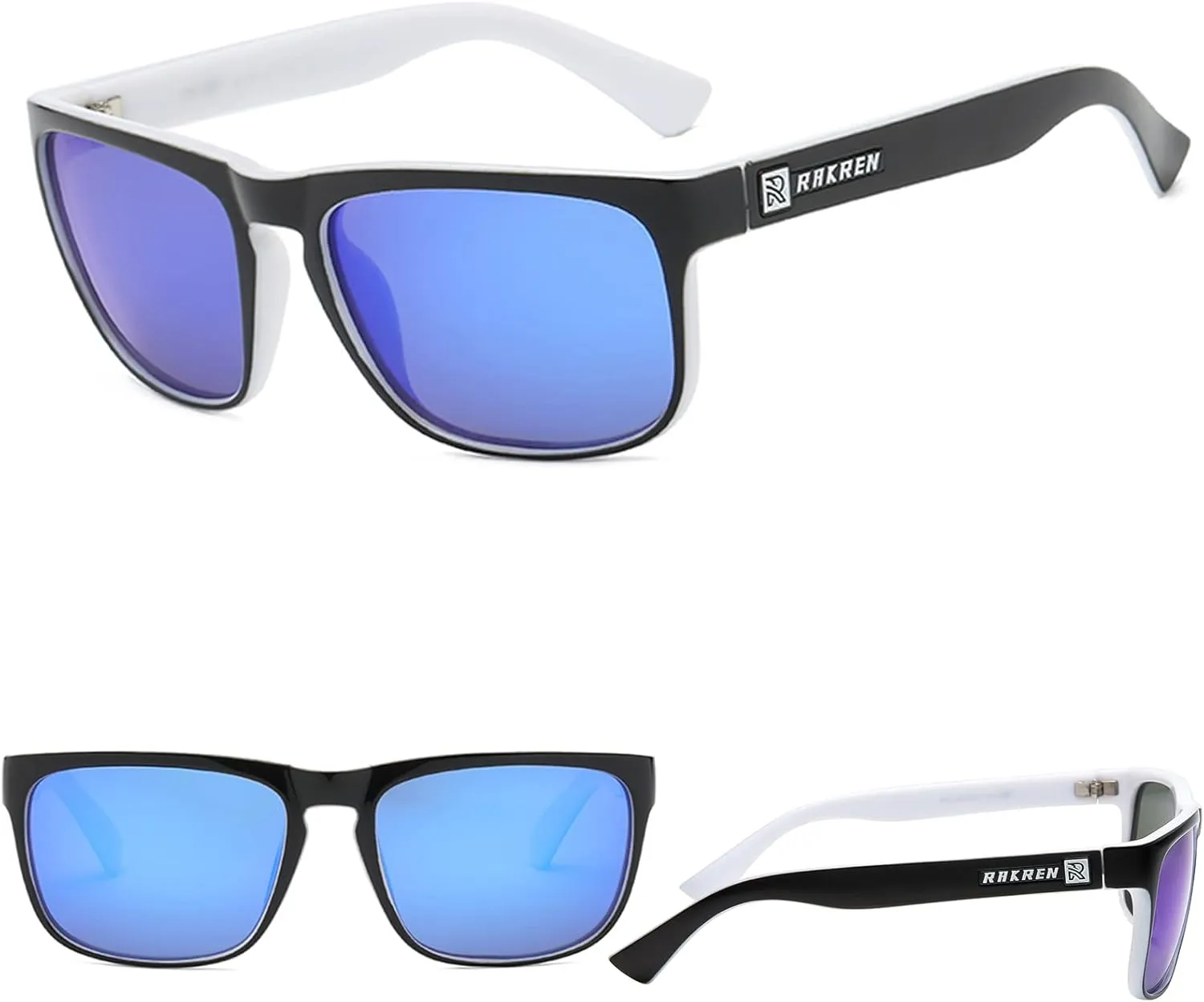 RAKREN Retro Polarized Sunglasses Men Women,Square Sunglasses for Men Driving Sport Shades UV400 Protection
