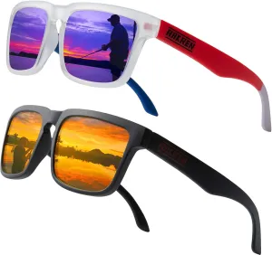RAKREN Retro Polarized Sunglasses Men Women,Square Sunglasses for Men Driving Sport Shades UV400 Protection
