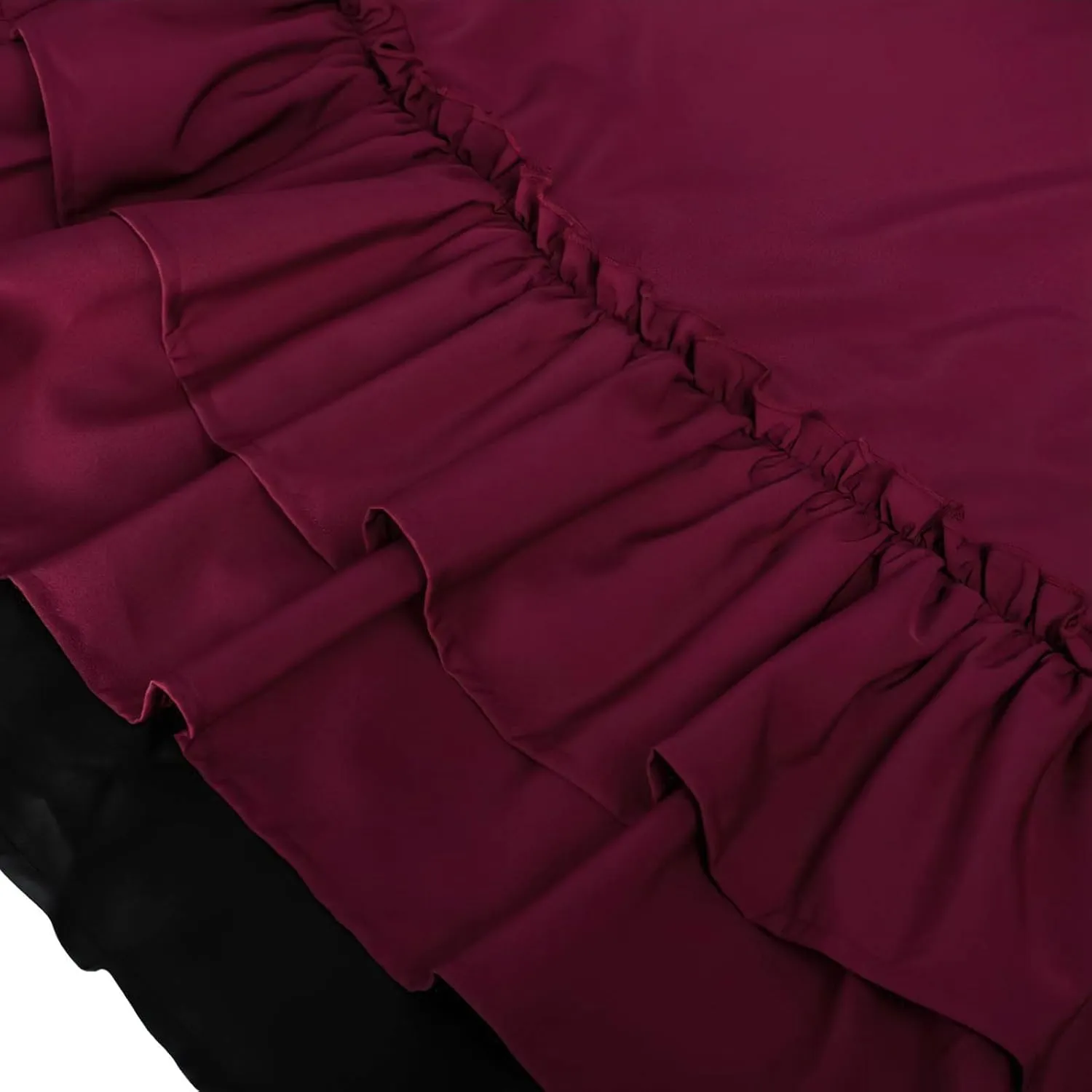 Renaissance Ruffle Skirts for Women Double Layered High Waisted Midi Skirts Elastic Tiered Goth Maxi Skirt