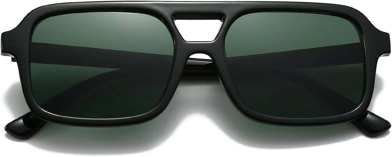 Retro Square Aviator Sunglasses for Women Men 70s Tinted Square Aviator Sun Glasses Trendy Classic Shades