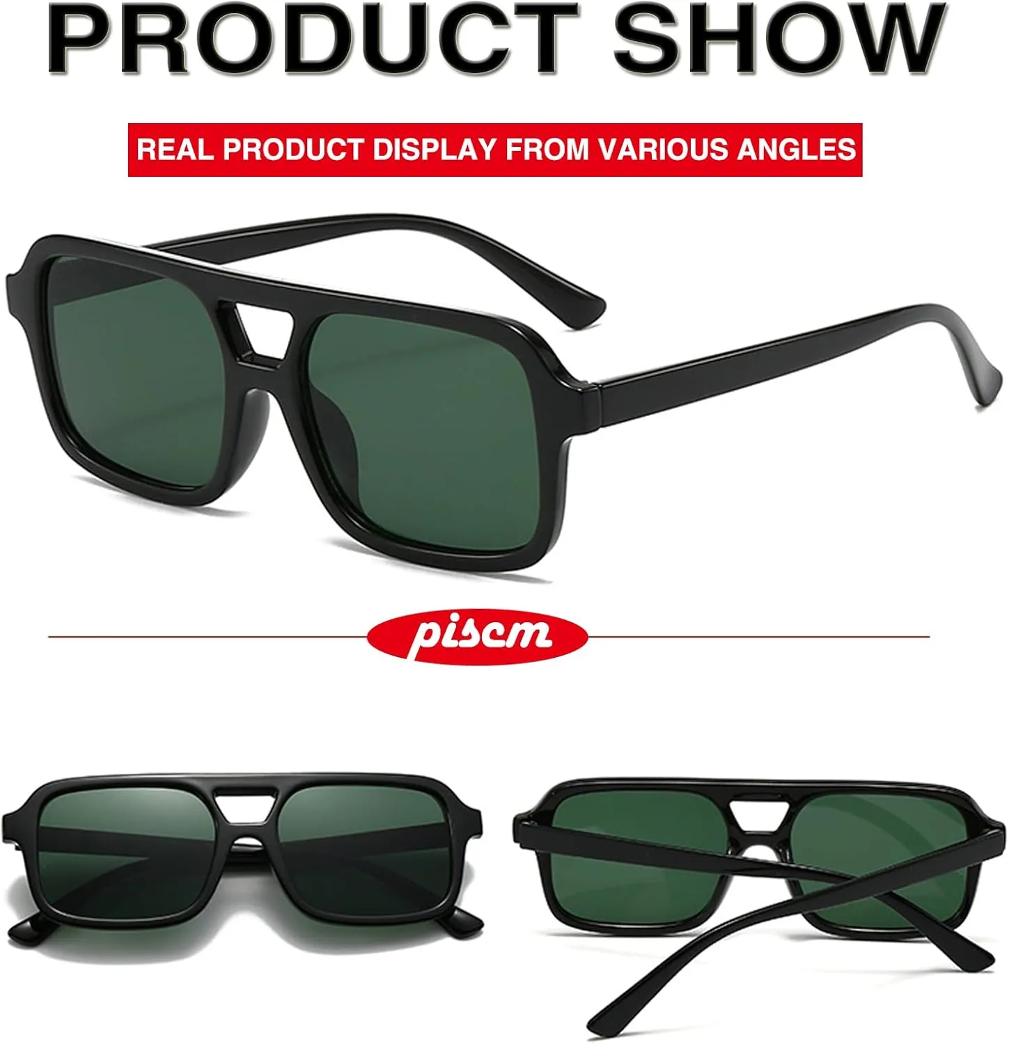 Retro Square Aviator Sunglasses for Women Men 70s Tinted Square Aviator Sun Glasses Trendy Classic Shades