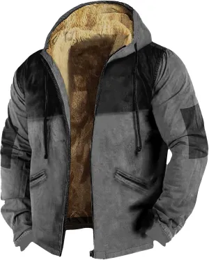 RTRDE Mens Casual Jacket Zip Up Hoodie Sweatershirts Sherpa Lined Fleece Jacket Winter Warm Coats Jackets, M-7XL
