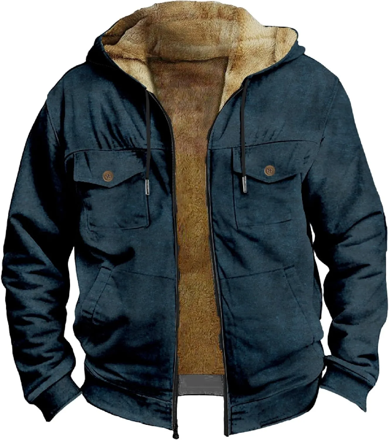 RTRDE Mens Fall Jacket Fleece Lined Zip Up Casual Fashion Hooded Jackets Winter Warm Work Hoodie Coats