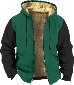 RTRDE Mens Hooded Jacket Outdoor Sherpa Fleece Lined Jackets Warm Winter Zip Up Sweatshirts Hoodie Coats Jacket, M-7XL