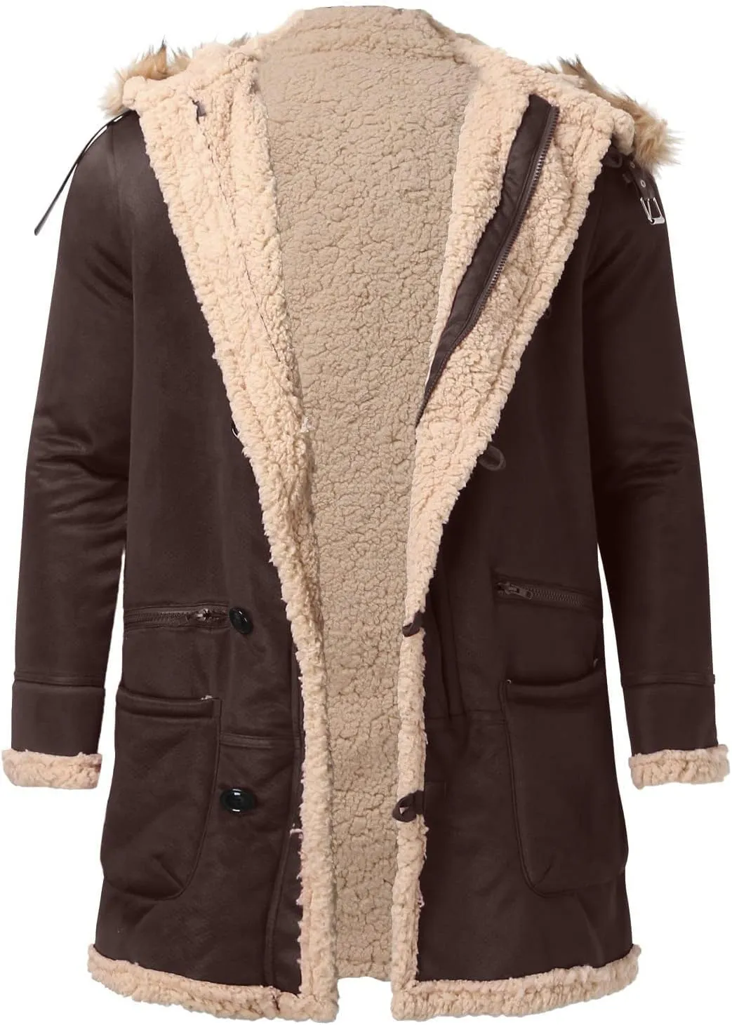 RTRDE Men's Jackets Winter Thick Sherpa Lined Fleece Hoodie Jacket Coat Outwear Lightweight, M-5XL