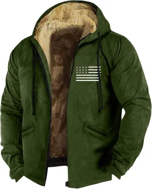 RTRDE Mens Work Jacket Fleece Sherpa Lined Hoodie Jackets Long Sleeve Printed Zip Up Winter Coats Work Jacket, M-7XL