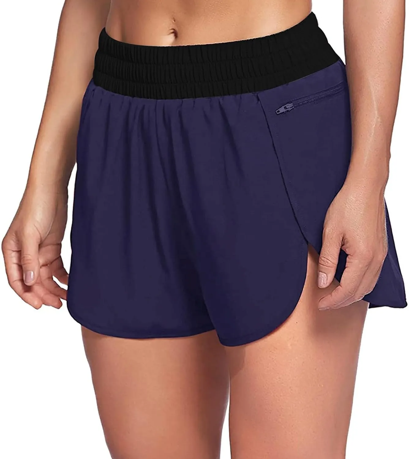 SHAOBGE Women's Athletic Running Long Shorts with Liner High Waist Quick Dry Gym Workout Sports Shorts with Zipper Pockets