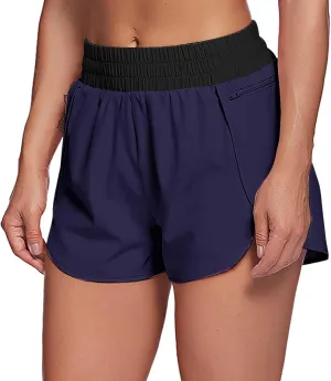SHAOBGE Women's Athletic Running Long Shorts with Liner High Waist Quick Dry Gym Workout Sports Shorts with Zipper Pockets