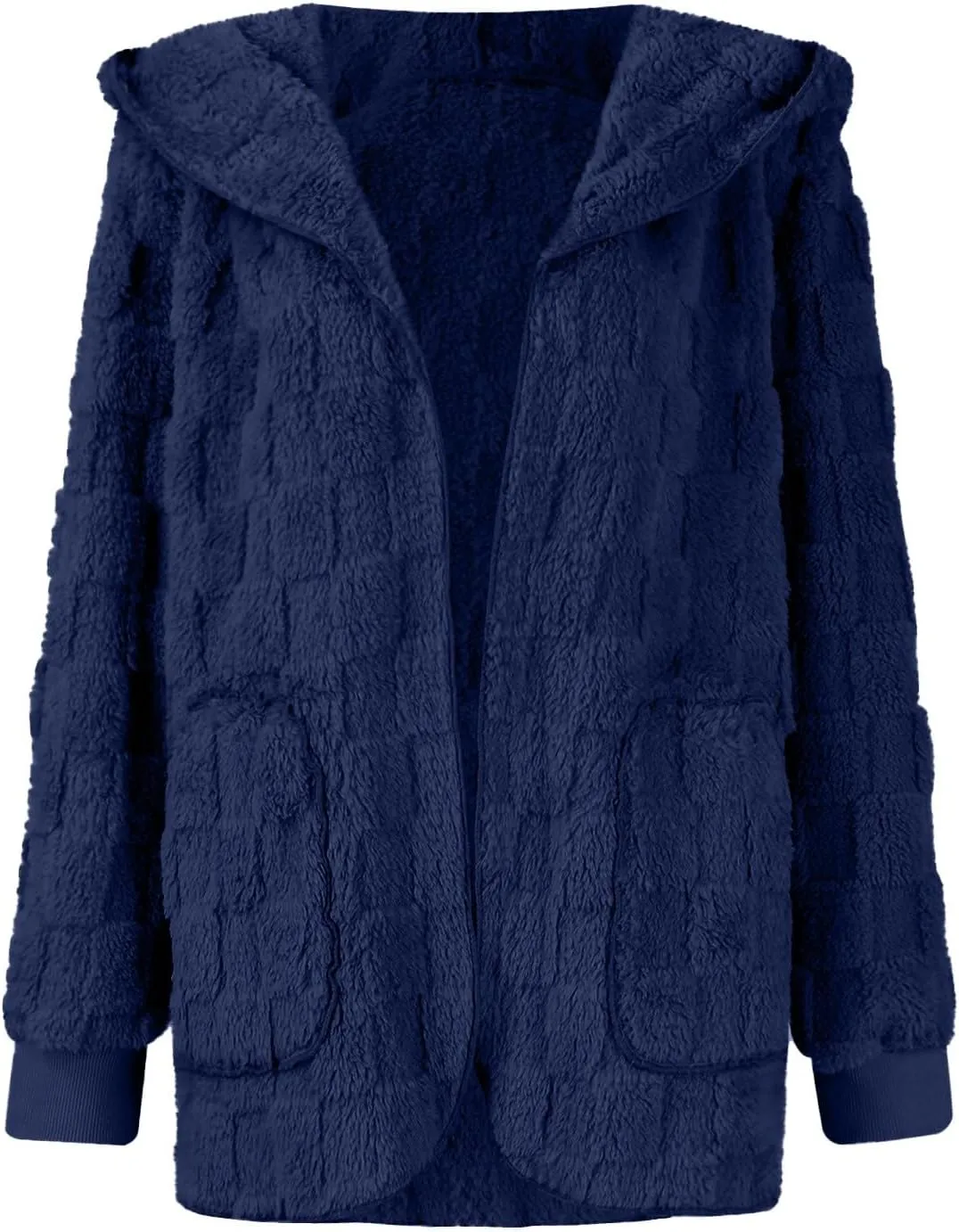 Sherpa Lined Hoodie Womens Sherpa Jacket Fuzzy Hoodie Solid Color Warm Oversized Fleece Jackets Fluffy Coat with Pockets