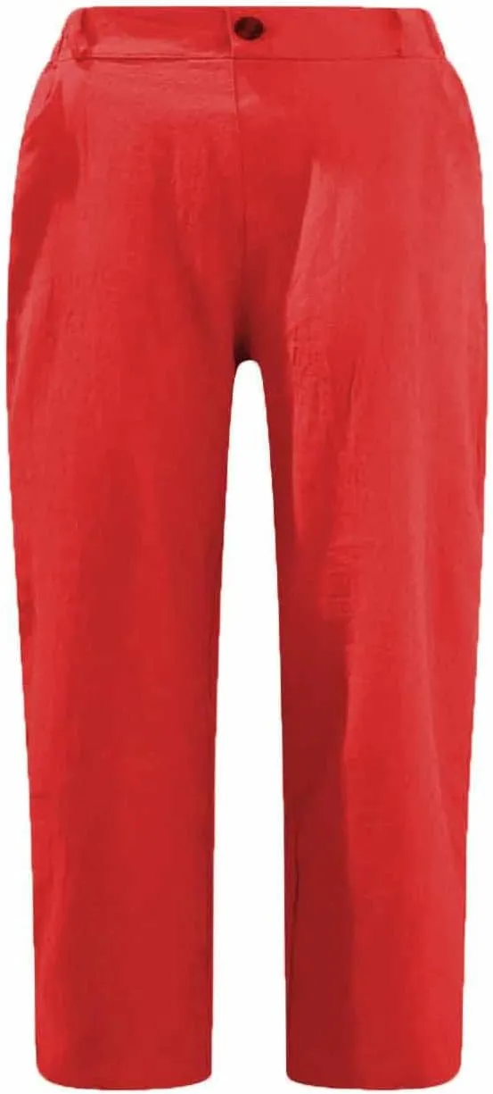 Shorts for Women Cotton Linen Shorts Folded Hem Long Shorts Below The Knee Elastic Waist Shorts Summer Dressy Casual