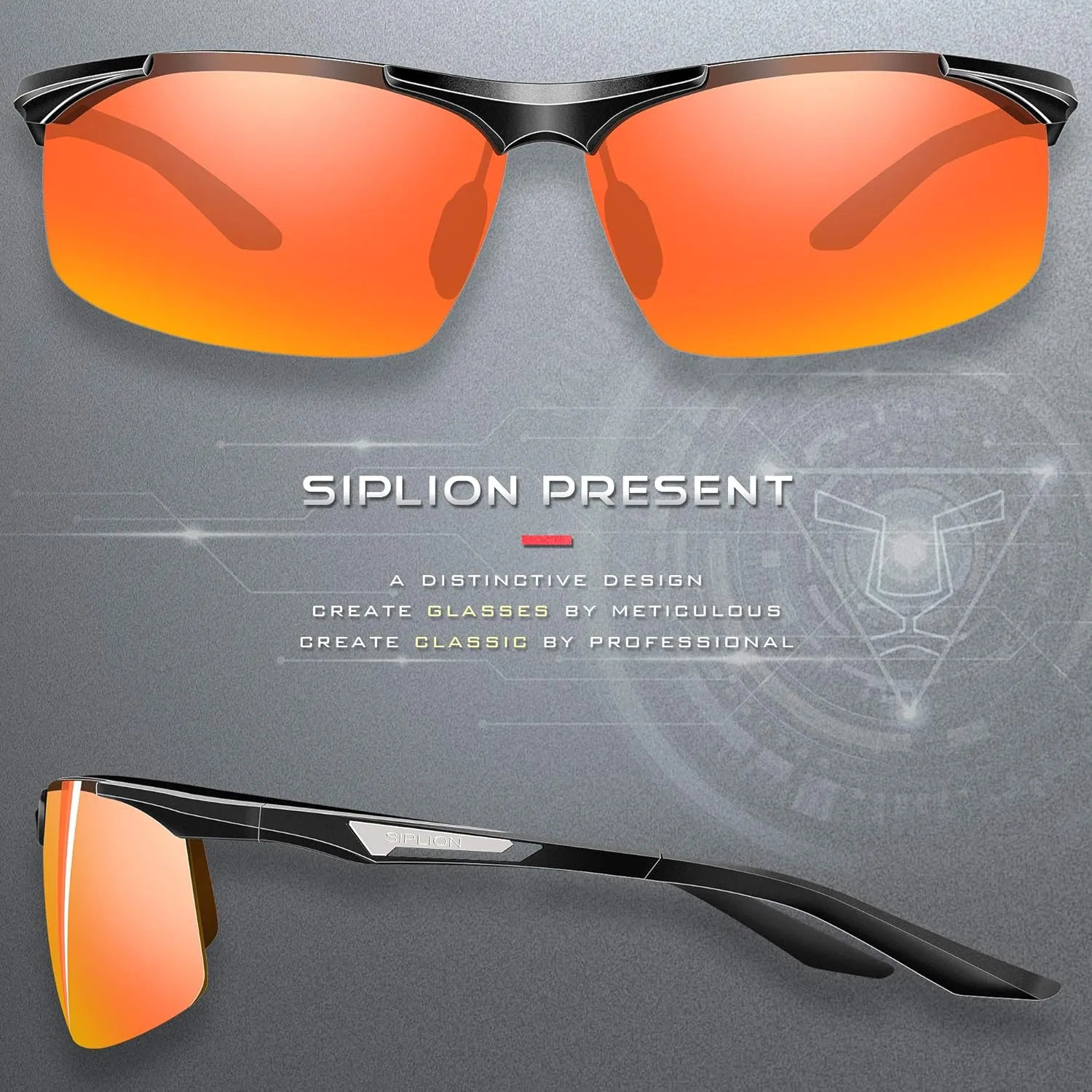 SIPLION Men's Sunglasses Polarized Sport Glasses for golf fishing driving Metal Frame Sun glasses
