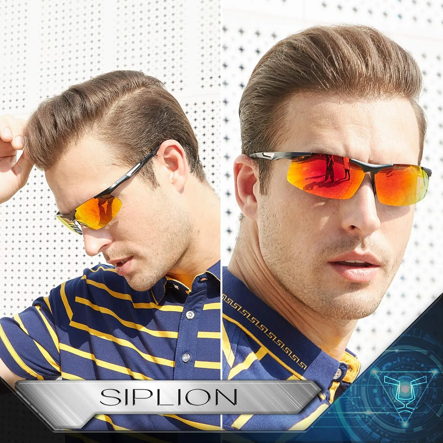 SIPLION Men's Sunglasses Polarized Sport Glasses for golf fishing driving Metal Frame Sun glasses