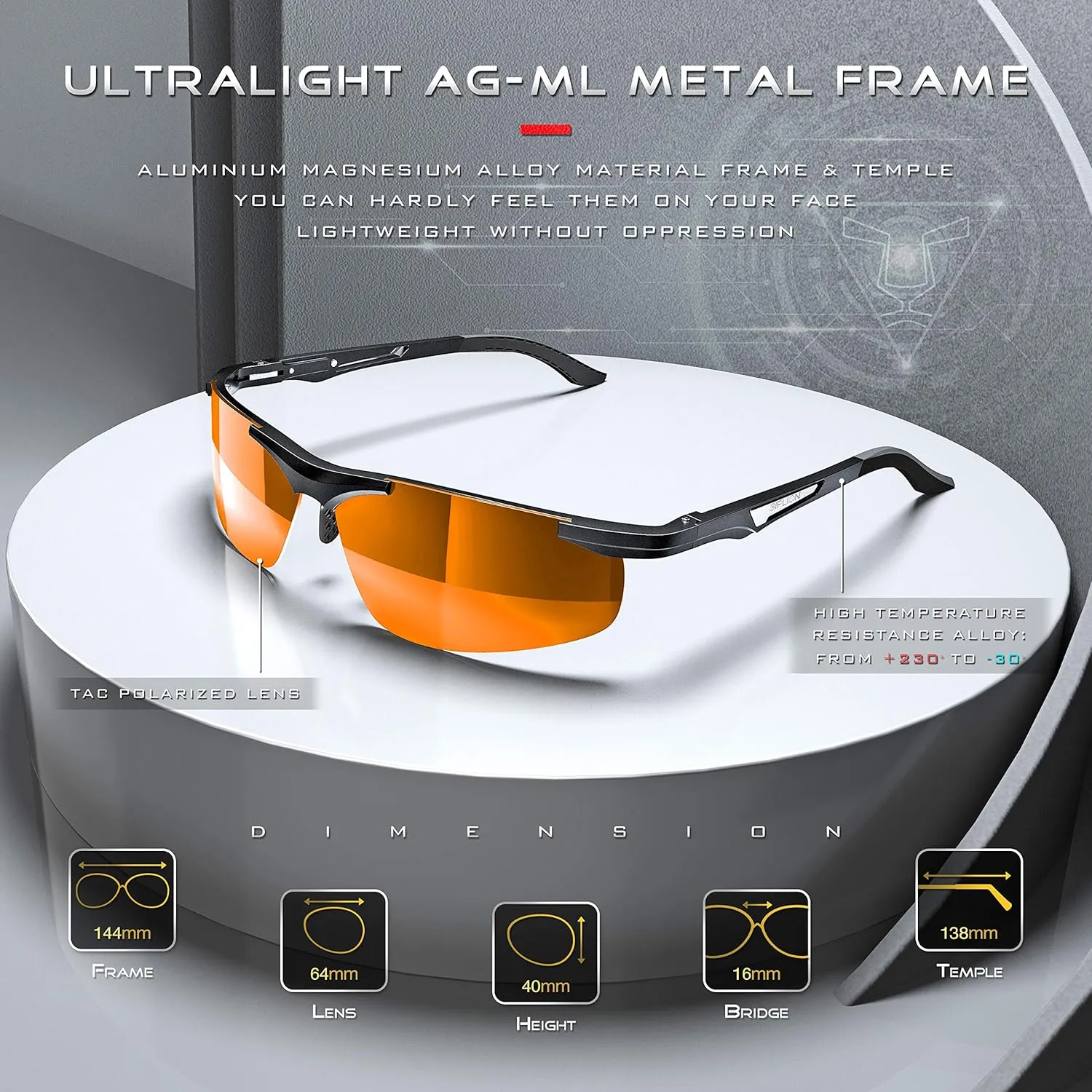 SIPLION Men's Sunglasses Polarized Sport Glasses for golf fishing driving Metal Frame Sun glasses