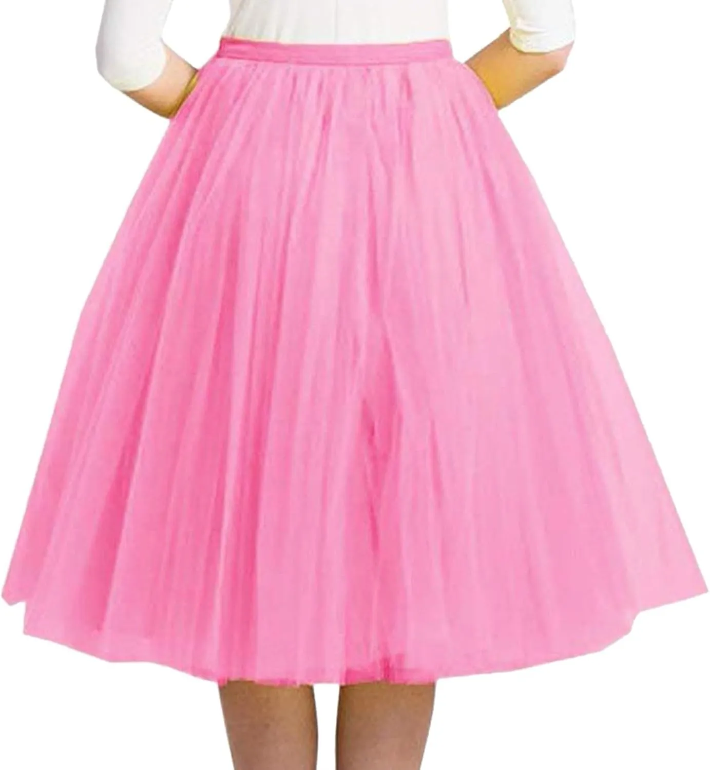 Skirts for Women Pleated Tulle Short Skirt Solid Color High Waist Tutu Ballet Half-Body Clothes Adult Dancing Skirts