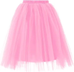 Skirts for Women Pleated Tulle Short Skirt Solid Color High Waist Tutu Ballet Half-Body Clothes Adult Dancing Skirts