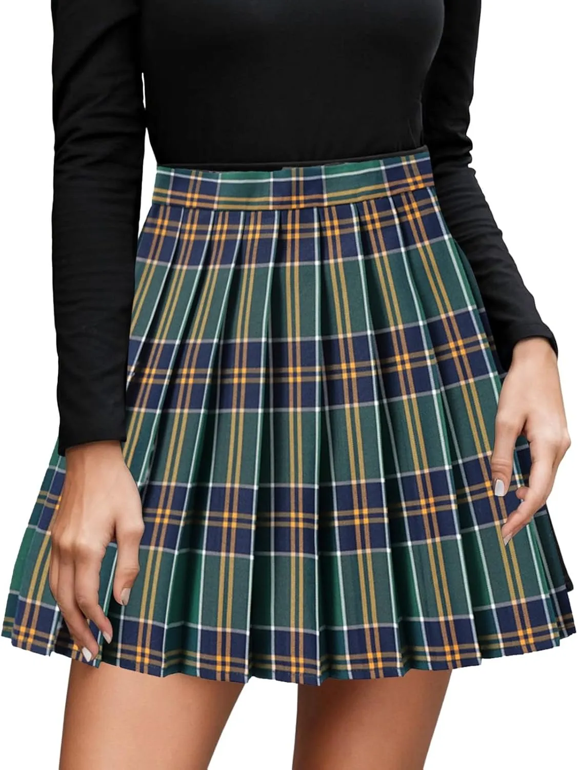 Skirts for Women Women's Casual Plaid High Waist Pleated A Line Mini Skirt