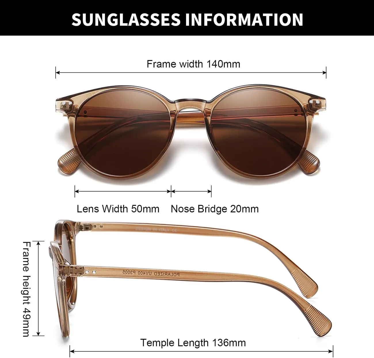 Small Round Polarized Sunglasses for Women Classic Vintage Style UV400 Protection(3 Pack)