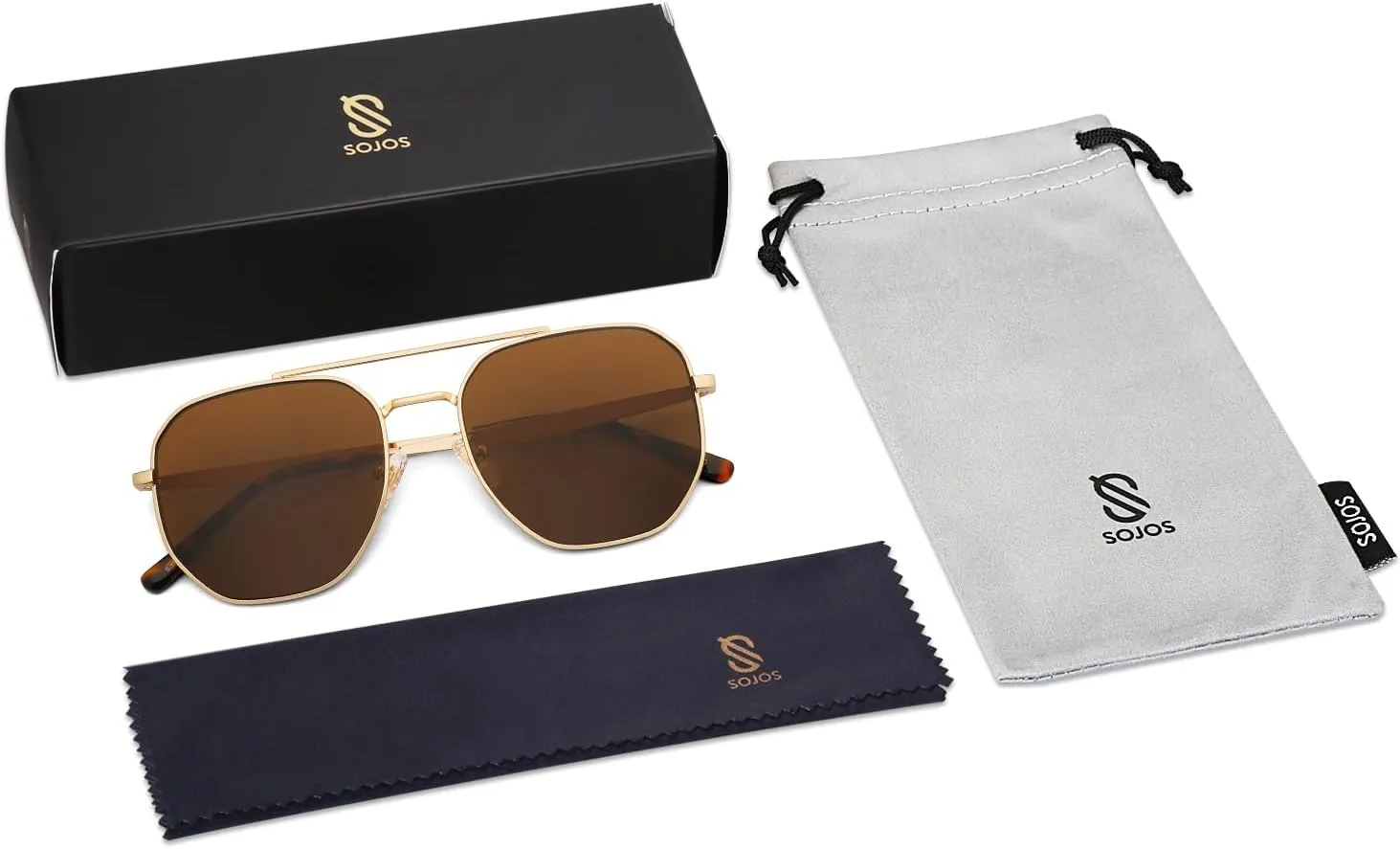SOJOS Classic Square Aviator Sunglasses for Women Men Retro Hexagon UV400 Protection Shades SJ1222