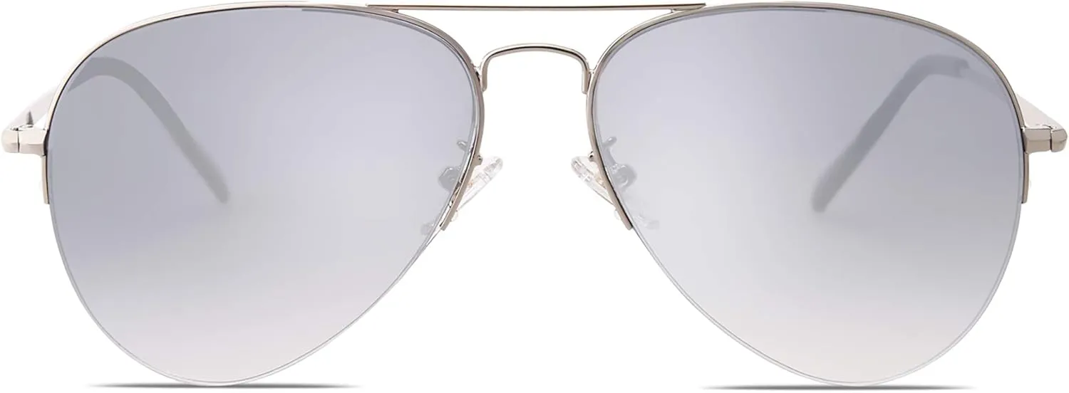 SOJOS Men's Women's Sunglasses, Classic Semi Rimless Metal Frame SJ1106