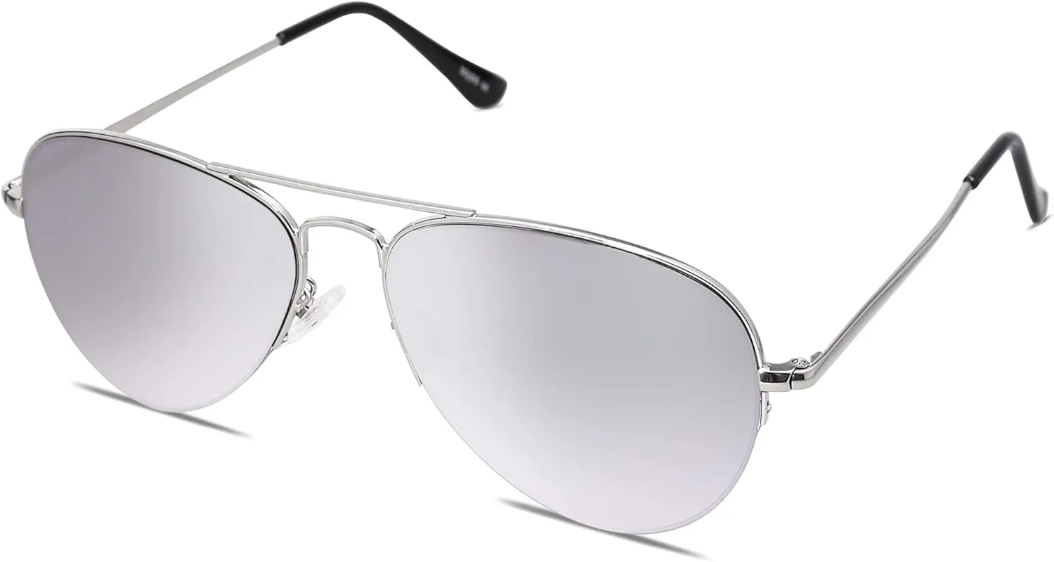 SOJOS Men's Women's Sunglasses, Classic Semi Rimless Metal Frame SJ1106