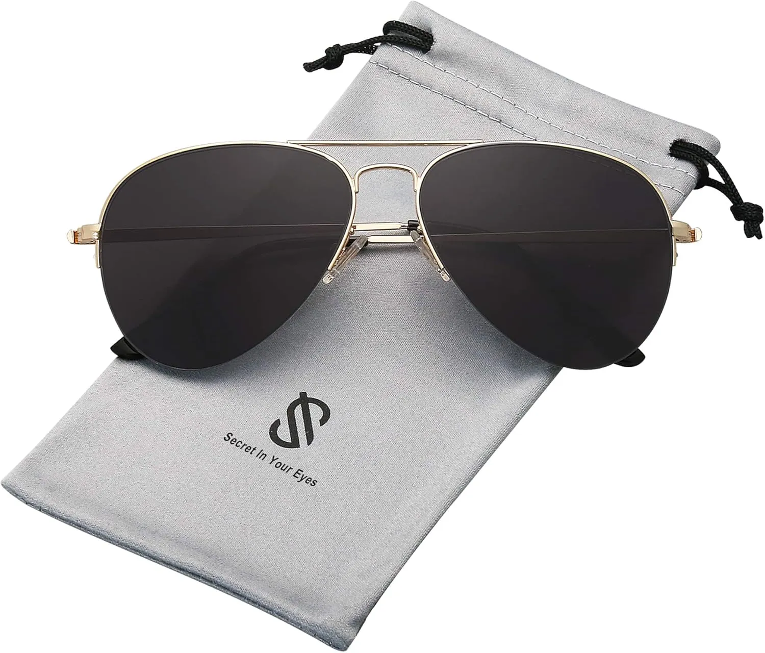 SOJOS Men's Women's Sunglasses, Classic Semi Rimless Metal Frame SJ1106